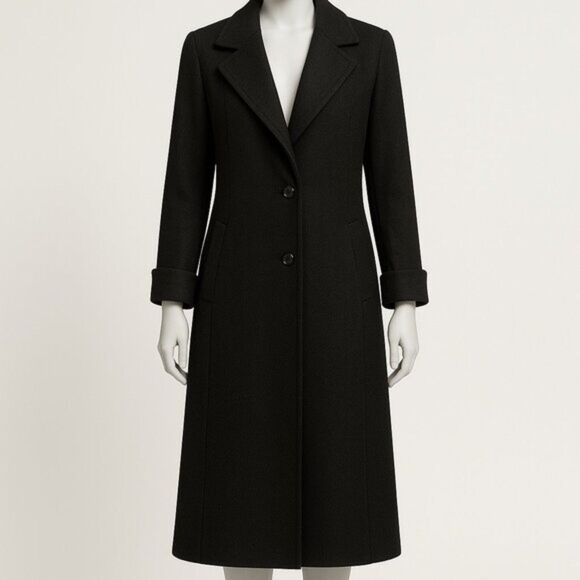 Vintage Jofeld Forstmann Wool Blend Coat Size 16 Long Black 80s Classic - Picture 2 of 16